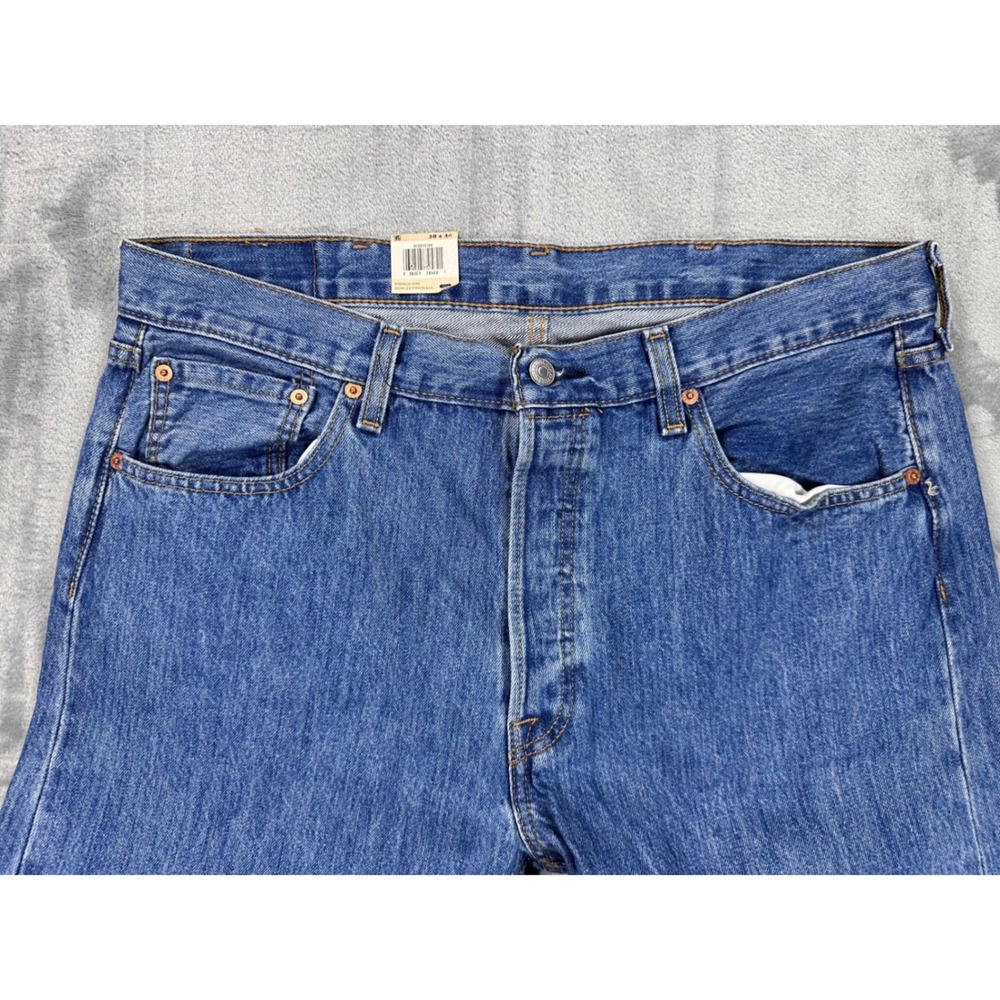 Levis 501 Original Fit Mens Jeans 38x34 Blue Denim Straight Leg Button Fly NEW - Picture 4 of 13